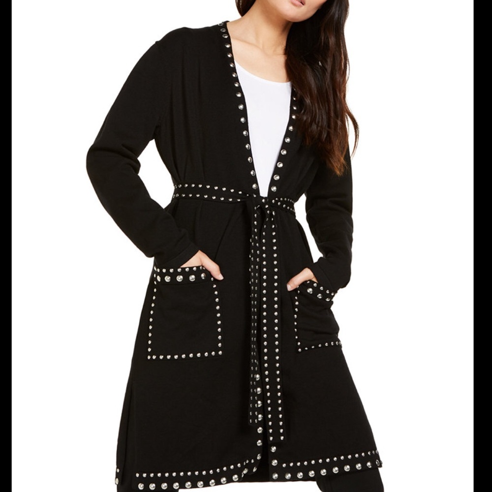 Black studded sweater cardigan duster